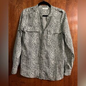 Calvin Klein Gray Snake Skin Long Sleeve Blouse size S